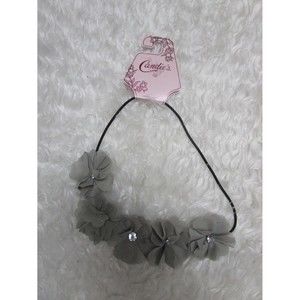 Candie's womens girls rubber grey chiffon flower rhinestone headband NWT Holiday
